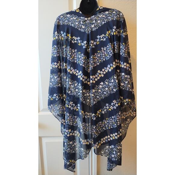 Ext 1946 Navy Blue Floral Kimono One Size for Women - Picture 3 of 8